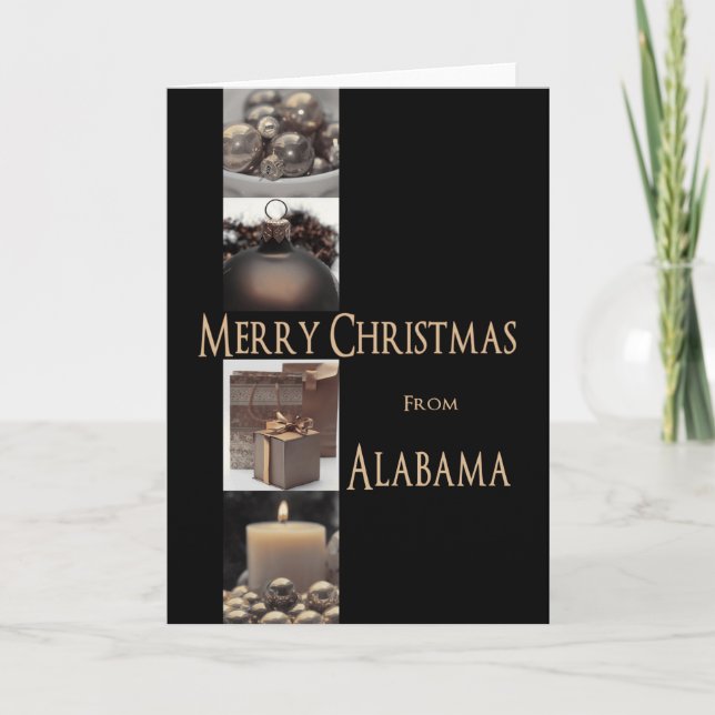 Alabama Christmas Card, state specific Holiday Card (Front)