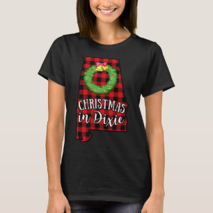 Alabama Christmas in Dixie Buffalo Red Plaid South T-Shirt