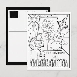 alabama colour me collage postcard