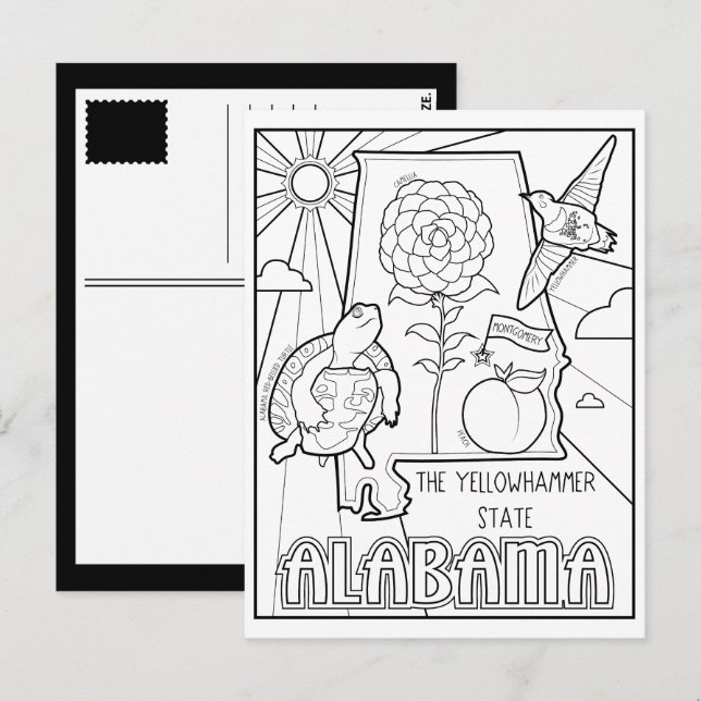 alabama colour me collage postcard (Front/Back)