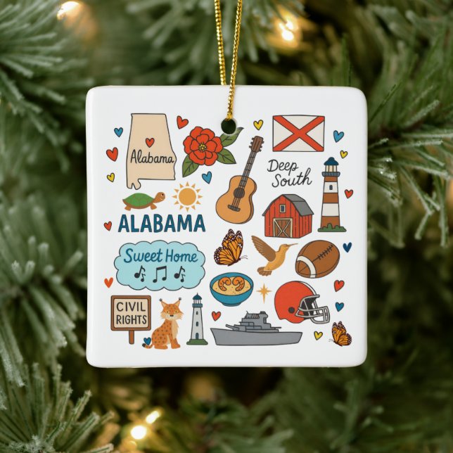 Alabama Custom Family Trip Christmas Ceramic Ornament (Tree)