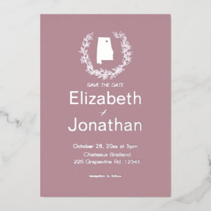 Alabama Destination Wedding   Foil Invitation