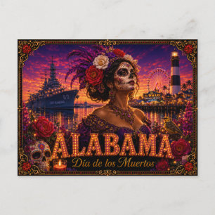Alabama Día de los Muertos Retro Postcard