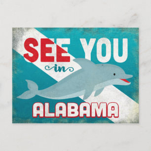 Alabama Dolphin - Retro Vintage Travel Postcard