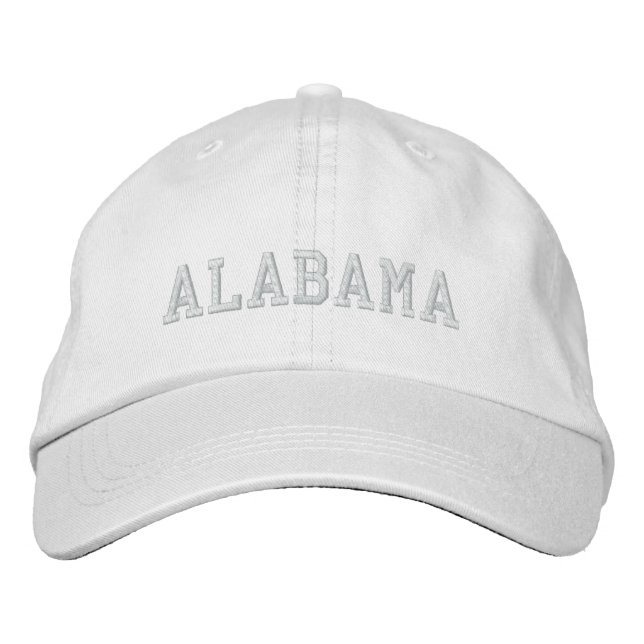Alabama Embroidered Basic Adjustable Cap White (Front)