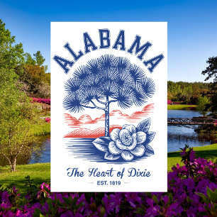 Alabama Est 1819 Minimal Nature The Heart of Dixie Postcard