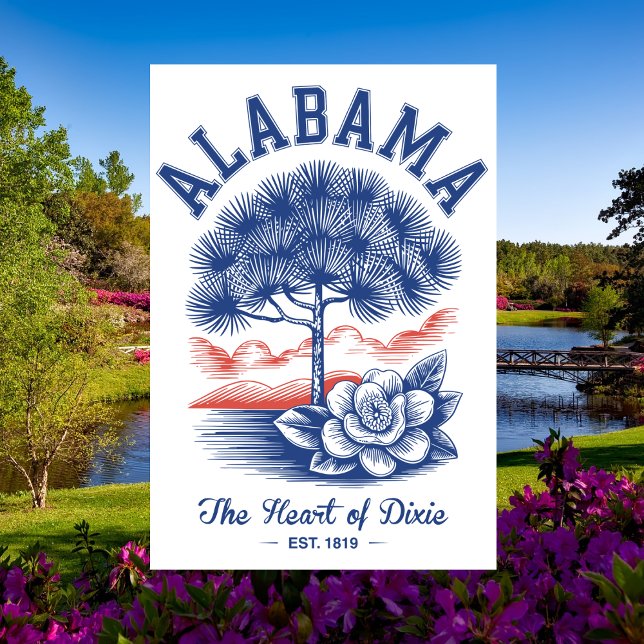 Alabama Est 1819 Minimal Nature The Heart of Dixie Postcard (Alabama Est 1819 Minimal Nature The Heart of Dixie Postcard)
