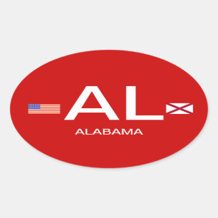 Alabama Flag European-style Bumper Sticker* Oval Sticker