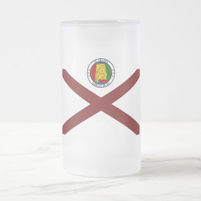 Alabama flag frosted glass beer mug (Center)