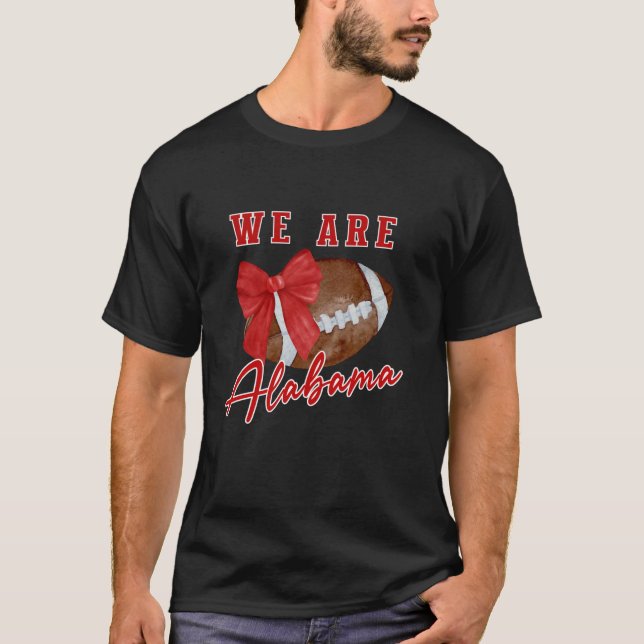 Alabama Football Pretty Coquette Style Bow T-Shirt (Front)