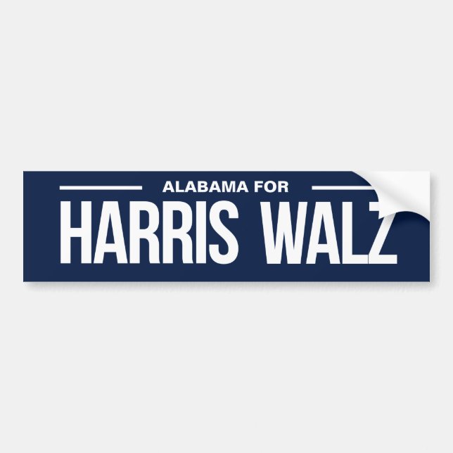 Alabama for Harris Walz 2024 Bumper Sticker (Front)