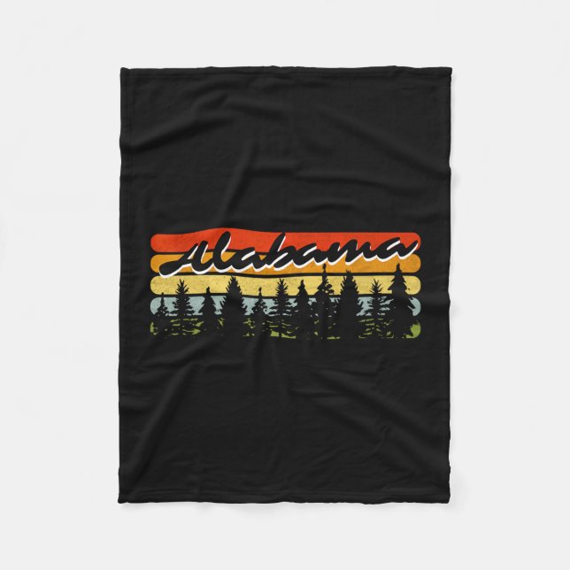 Alabama Forest Sunset Trees Cabin Theme Souvenir  Fleece Blanket (Front)