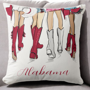Alabama Game Day Cowgirl Fashion Illustration  Cushion