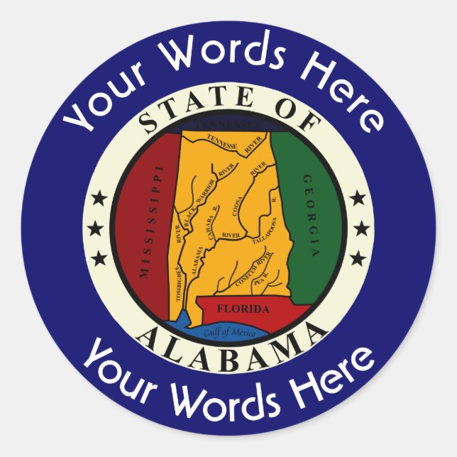 Alabama Great Seal Custom Sticker (Front)