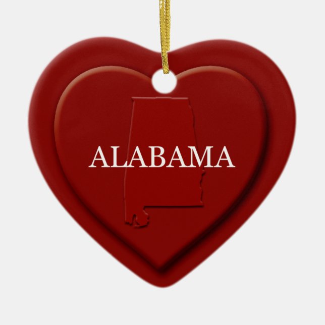 Alabama Heart Map Christmas Ornament (Front)