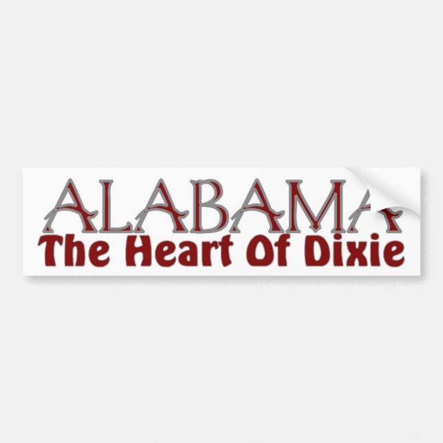 Alabama heart of Dixie bumper stickers (Front)