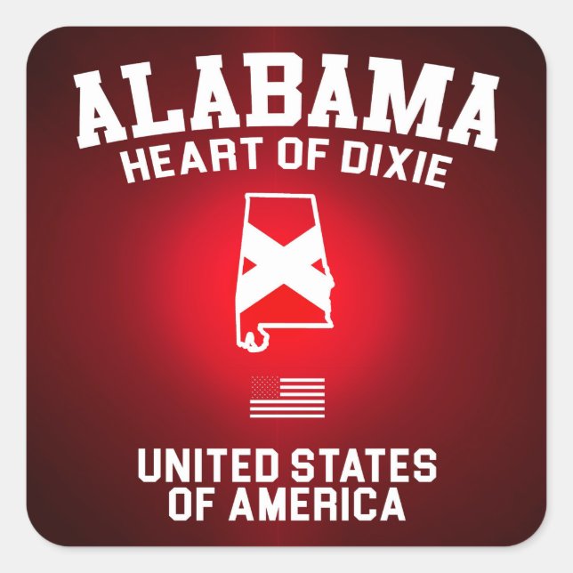 Alabama Heart of Dixie Square Sticker (Front)