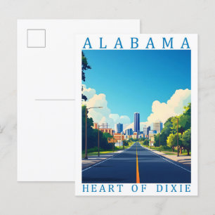 Alabama Heart of Dixie USA Travel Place Postcard