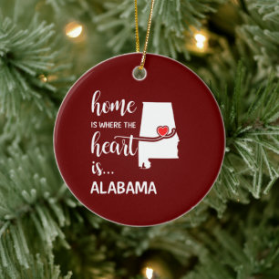 Alabama home is where the heart is ceramic tree decoration