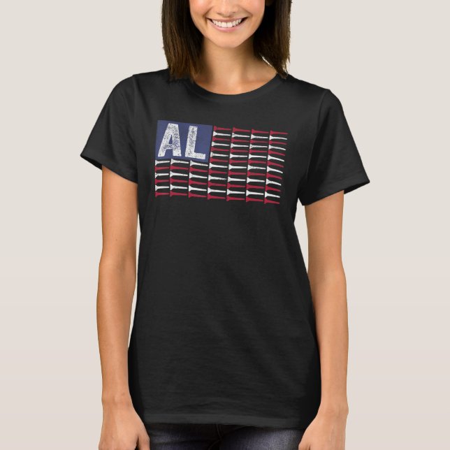 Alabama Home State Al American Flag Patriotic Golf T-Shirt (Front)