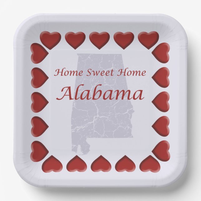 Alabama Home Sweet Home 9" Paper Plate (Front)