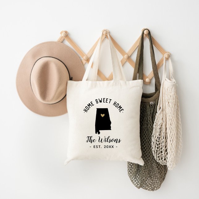 Alabama Home Sweet Home Family Monogram Tote Bag (Creator Uploaded)