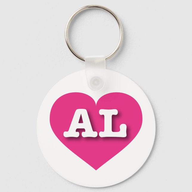 Alabama Hot Pink Heart - I love AL Key Ring (Front)