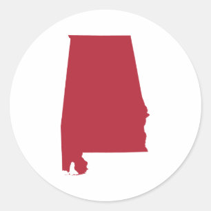 Alabama in Red Classic Round Sticker