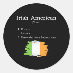 Alabama Irish American Novelty Classic Round Sticker