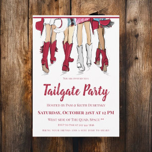 Alabama Ladies Cowboy Boots Crimson Tailgate Party Invitation