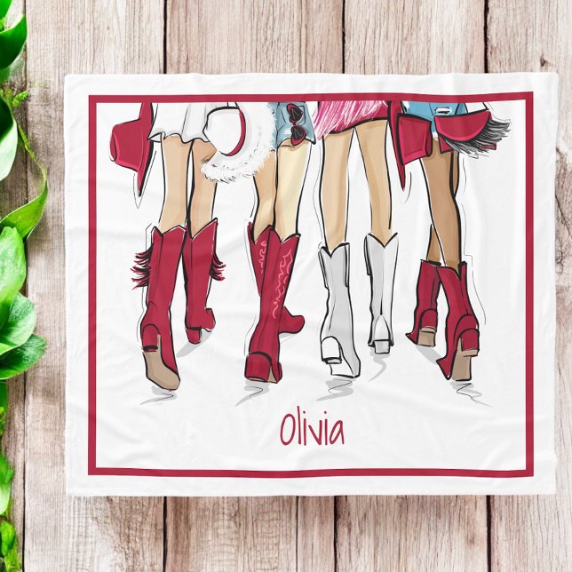 Alabama Ladies Fashion Cowboy Boots Crimson Name Fleece Blanket (Creator Uploaded)