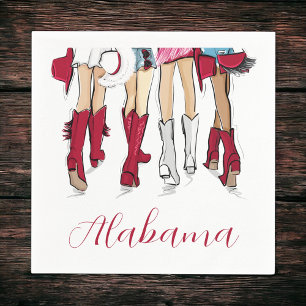 Alabama Ladies Fashion Cowboy Boots Hats Crimson Napkin