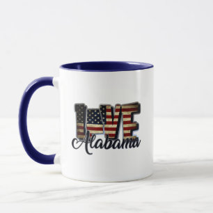 Alabama Love American Flag Star And Stripes Mug