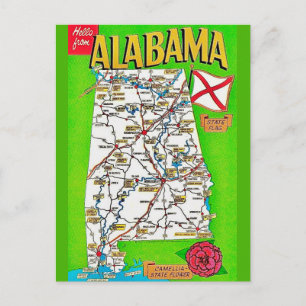 Alabama Map Postcard