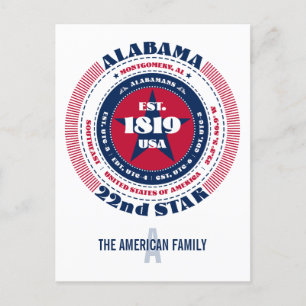 Alabama, Montgomery, AL, Patriotic, Monogram Postcard