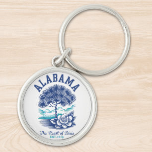 Alabama Nature Design – Camellia Flower and State  Key Ring
