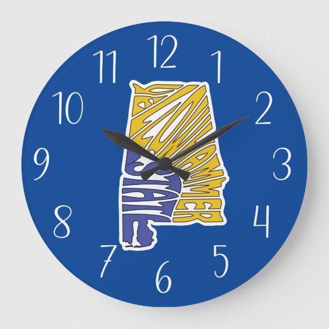 Alabama Nickname Word Art Large Clock (Front)