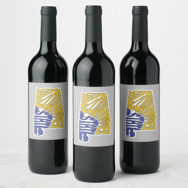 Alabama Nickname Word Art Wine Label (Bottles)