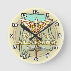 Alabama Nurse Caduceus Round Clock