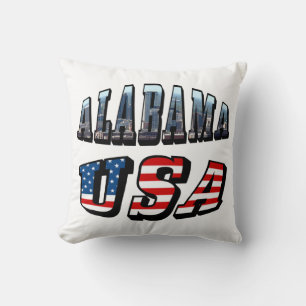 Alabama Picture and USA Flag Font Cushion