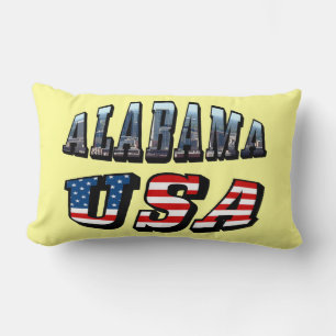 Alabama Picture and USA Flag Font Lumbar Cushion