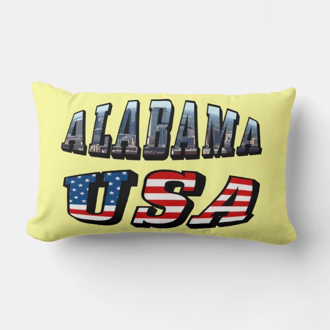 Alabama Picture and USA Flag Font Lumbar Cushion (Front)