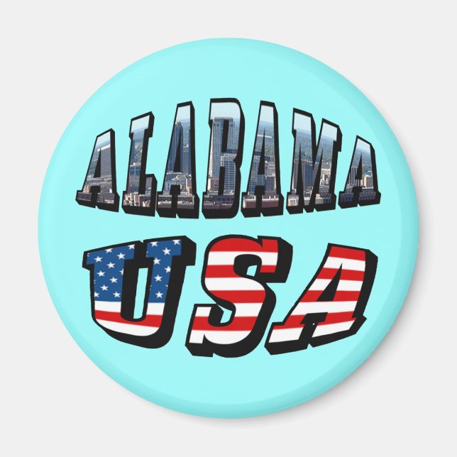 Alabama Picture and USA Flag Font Magnet (Front)