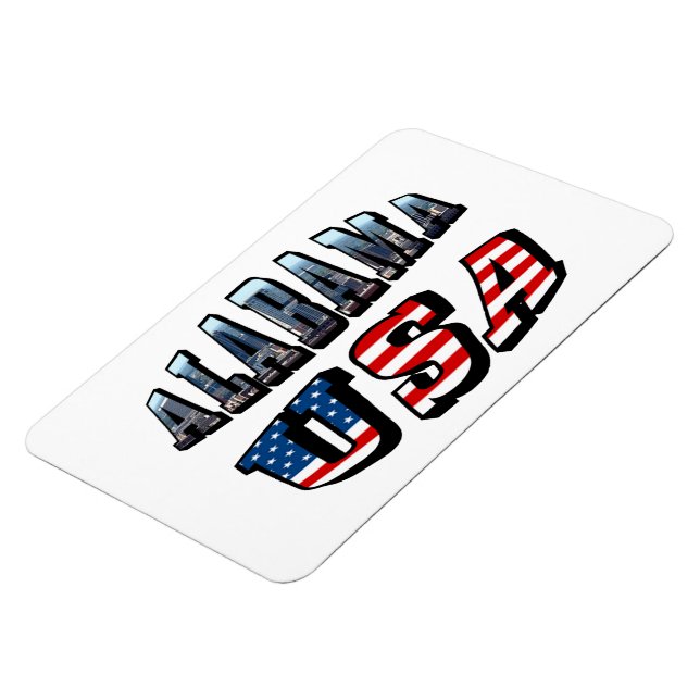 Alabama Picture and USA Flag Font Magnet (Left Side)