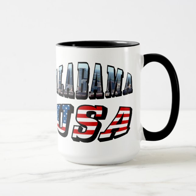 Alabama Picture and USA Flag Font Mug (Right)