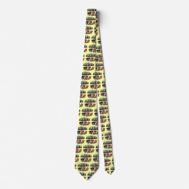 Alabama Picture and USA Flag Font Tie (Front)