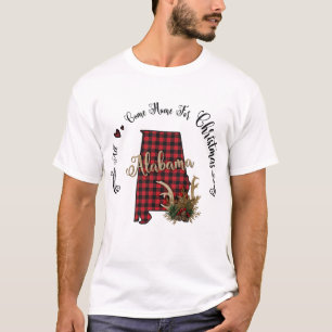Alabama Plaid All Come Home For Christmas T-Shirt