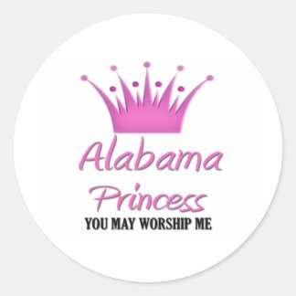 Alabama Princess Classic Round Sticker