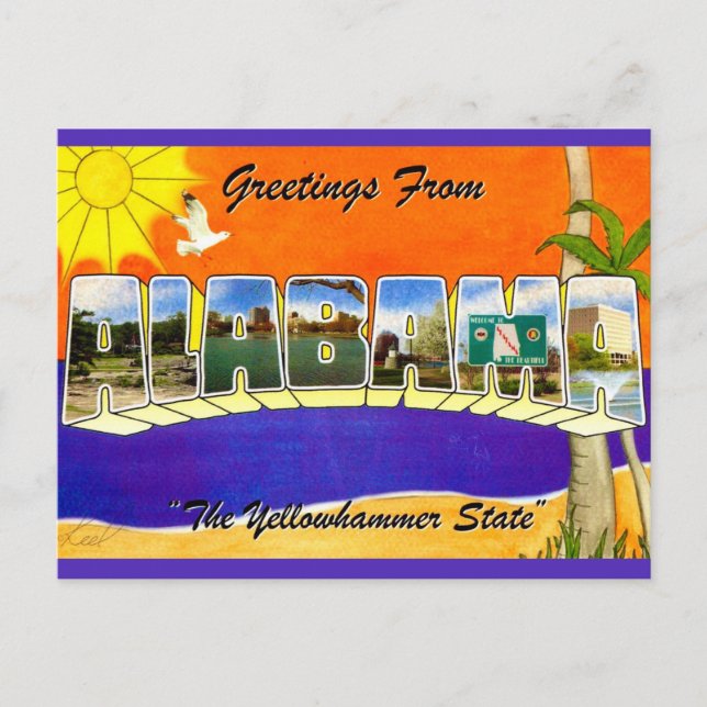 Alabama Retro Greeting Postcard (Front)