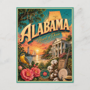 Alabama Retro Travel Souvenir Postcard